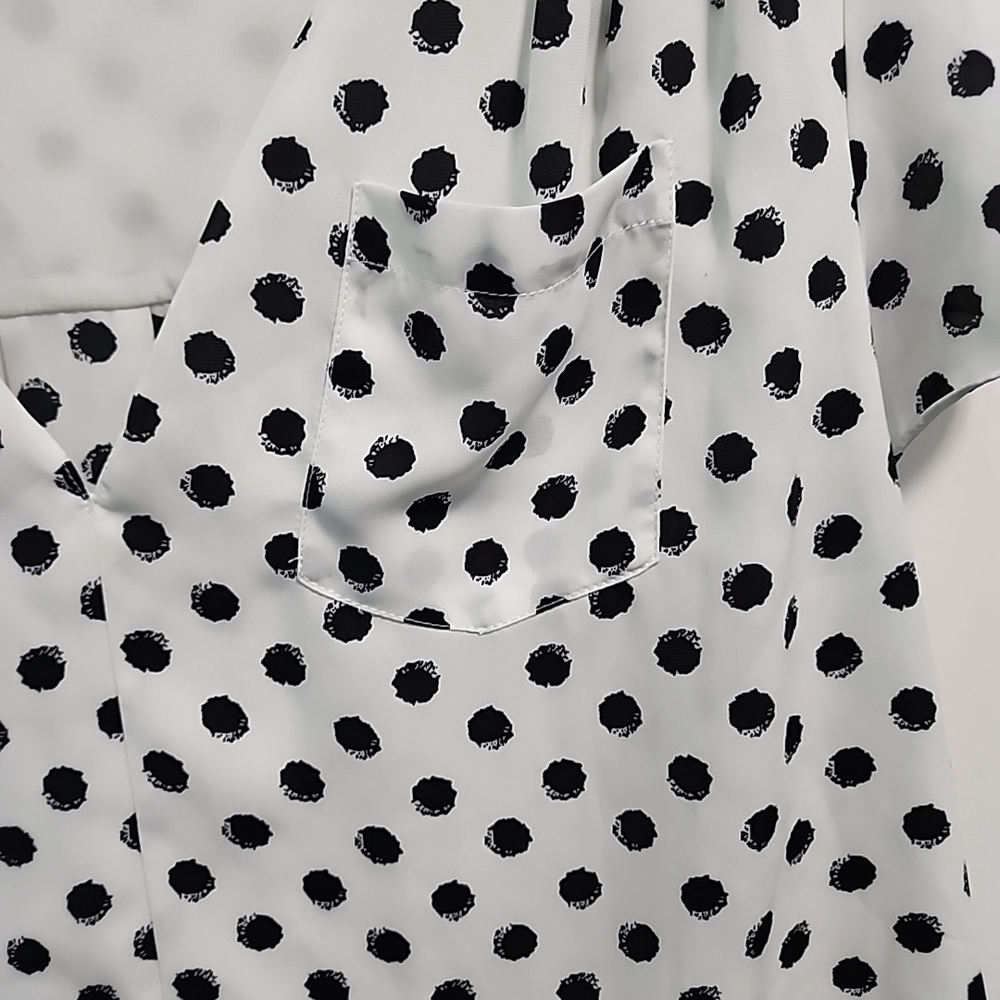 41 Hawthorne White and Black Polka Dot Blouse - Picture 5 of 7